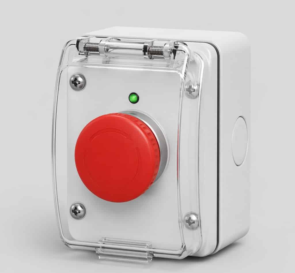 Fixed panic button switch with protective cover